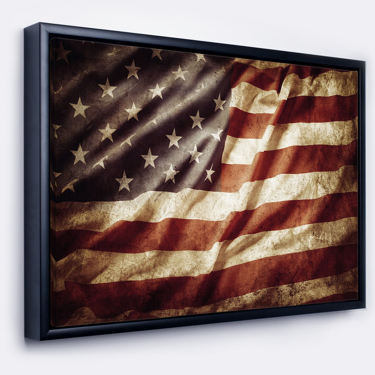 Designart - American Flag - Contemporary Framed Canvas Art Print